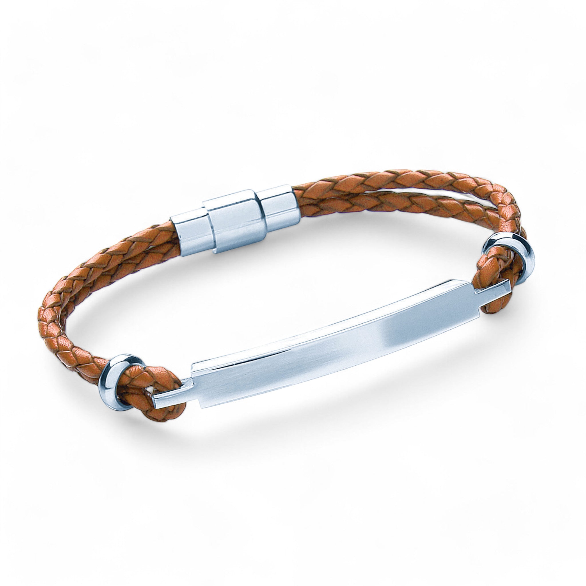 Slim Leather ID Bracelet