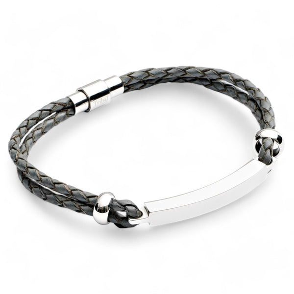 Slim Leather ID Bracelet