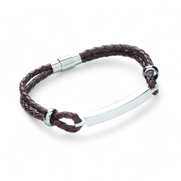 Slim Leather ID Bracelet