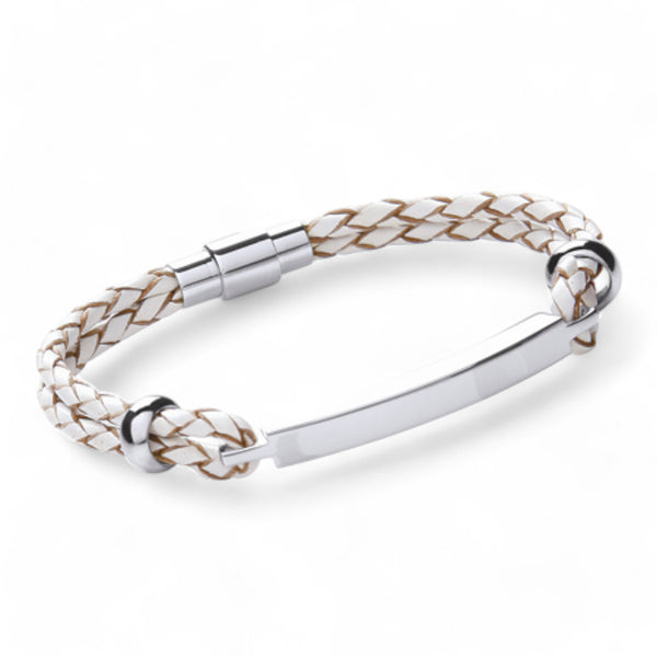 Slim Leather ID Bracelet