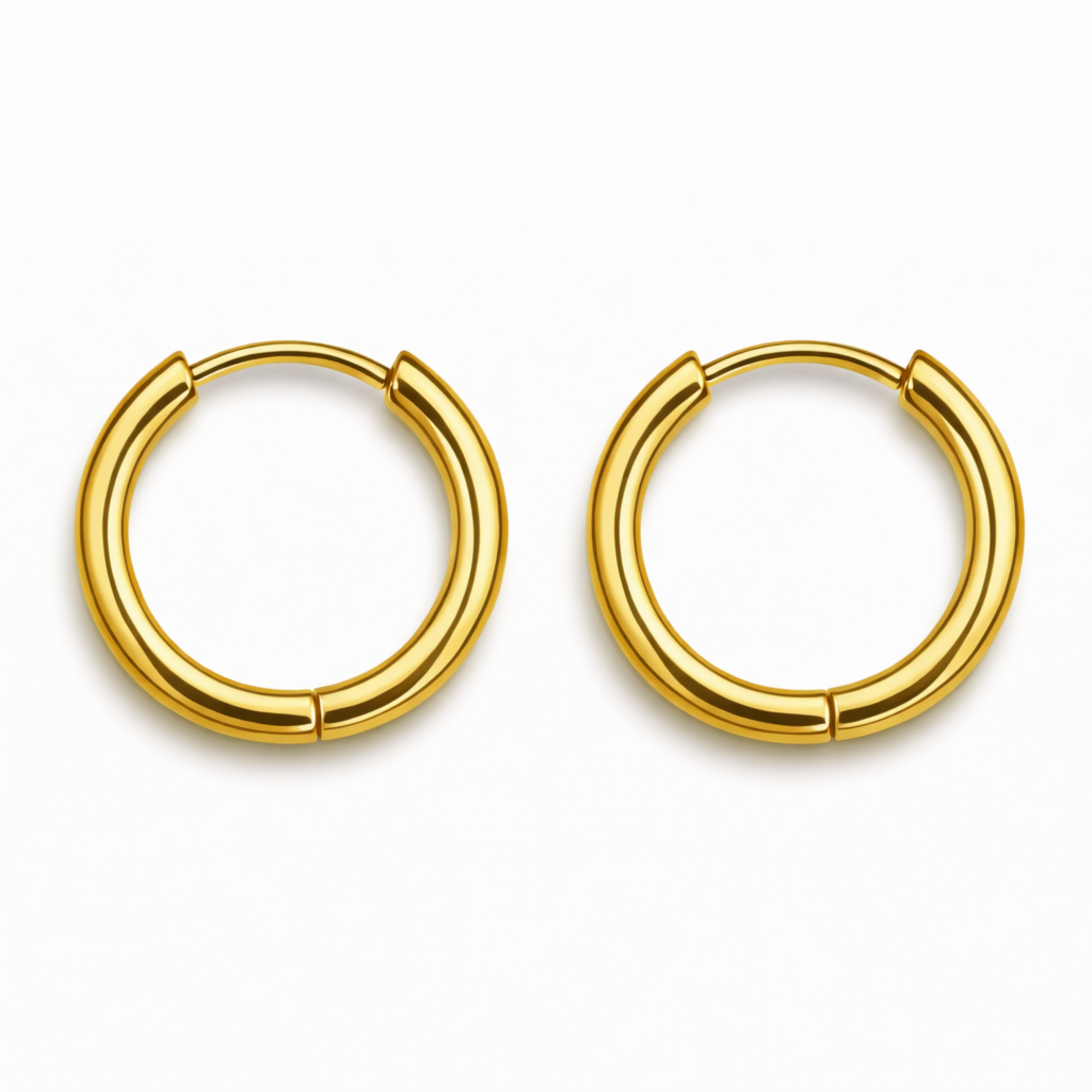 12mm stainless steel hinged hoop earrings in gold finish