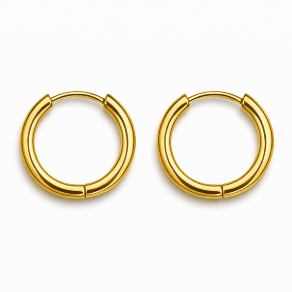12mm stainless steel hinged hoop earrings in gold finish