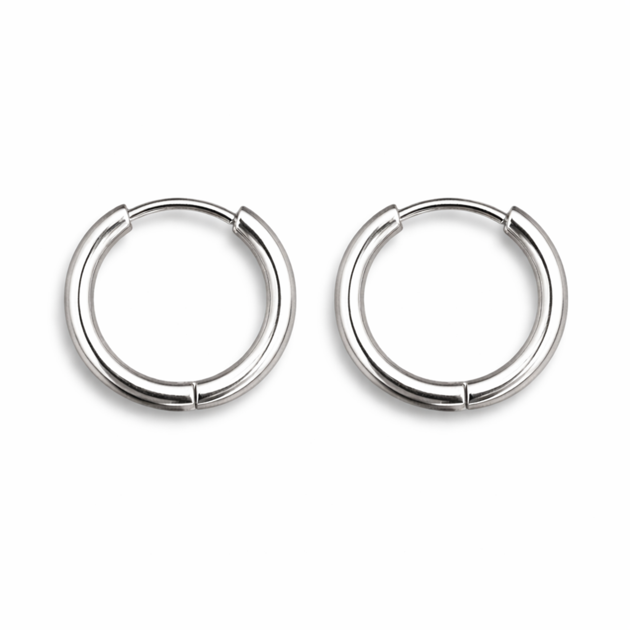 12mm stainless steel hinged hoop earrings in silver finish