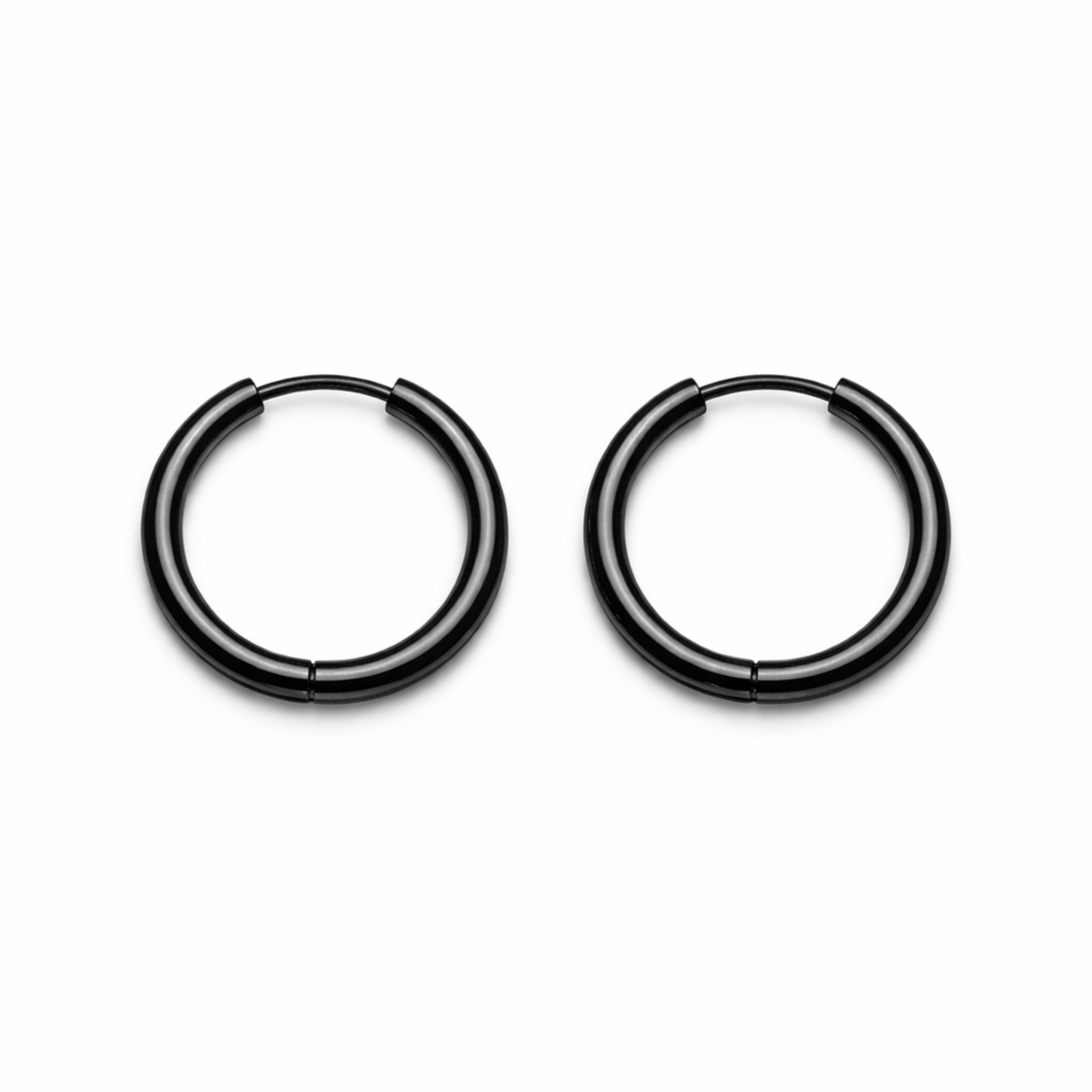 pair of 16 mm black stainless steel hoop earrings