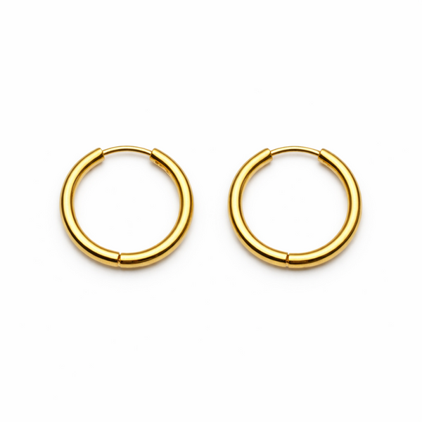pair of 16 mm gold stainless steel hoop earrings