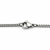 Stainless steel 3mm curb chain necklace lobster clasp detail on white background