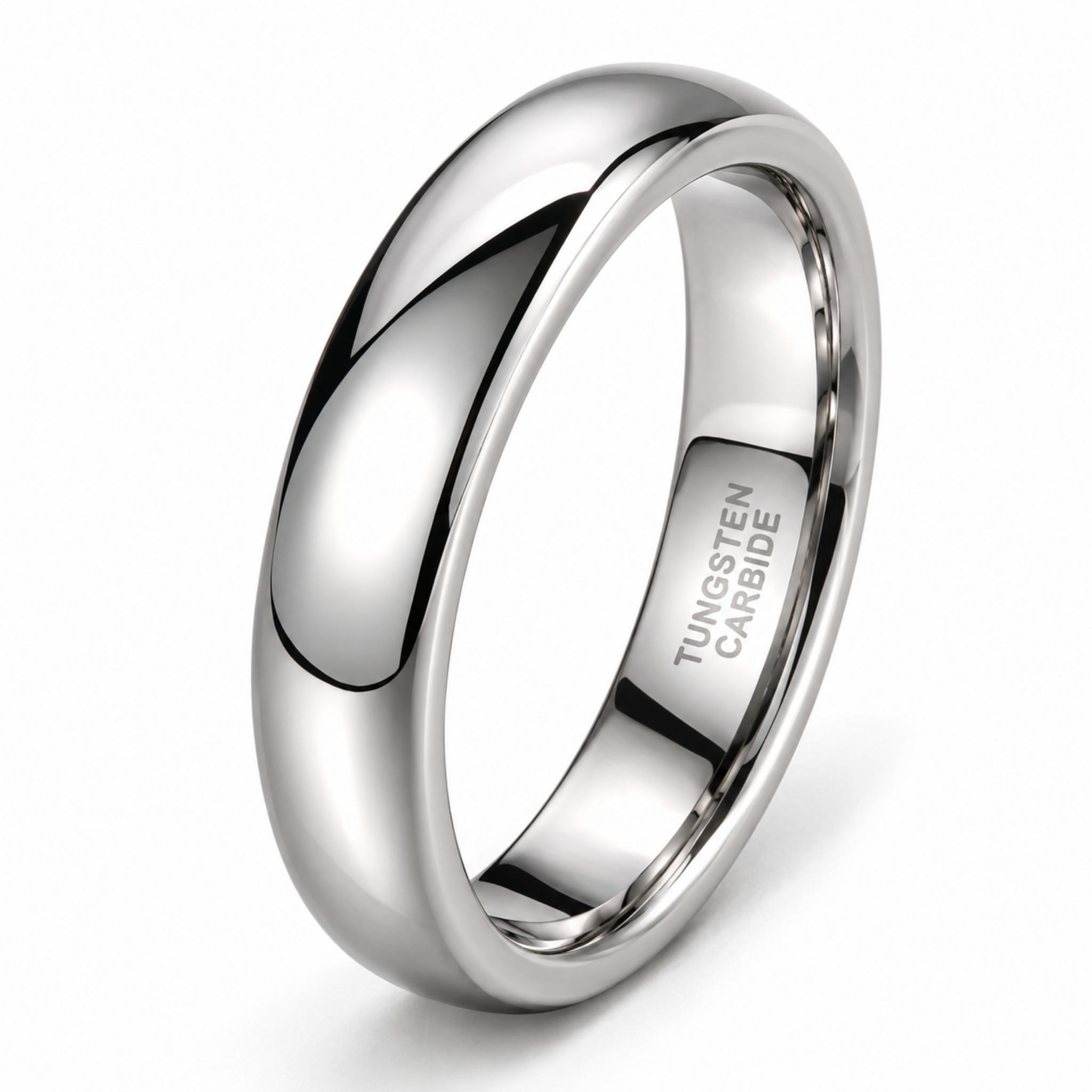 4mm polished tungsten ring with rounded profile and mirror finish