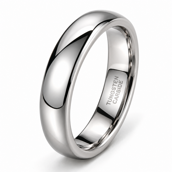 4mm polished tungsten ring with rounded profile and mirror finish