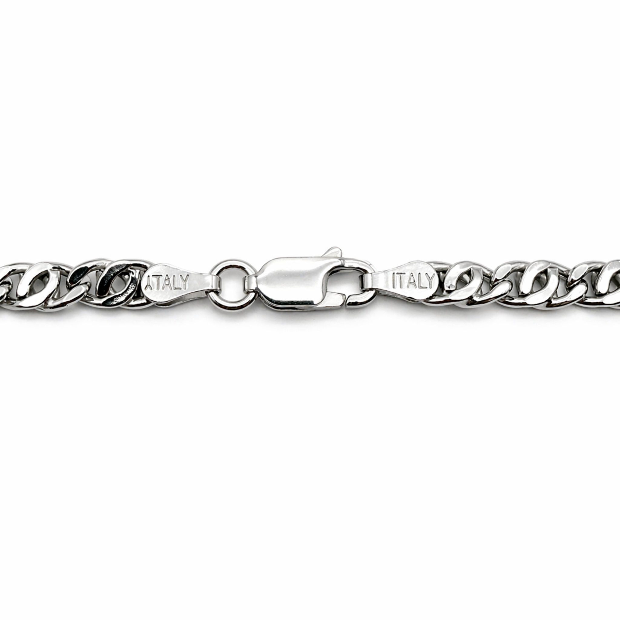 sterling silver curb chain necklace lobster clasp close up