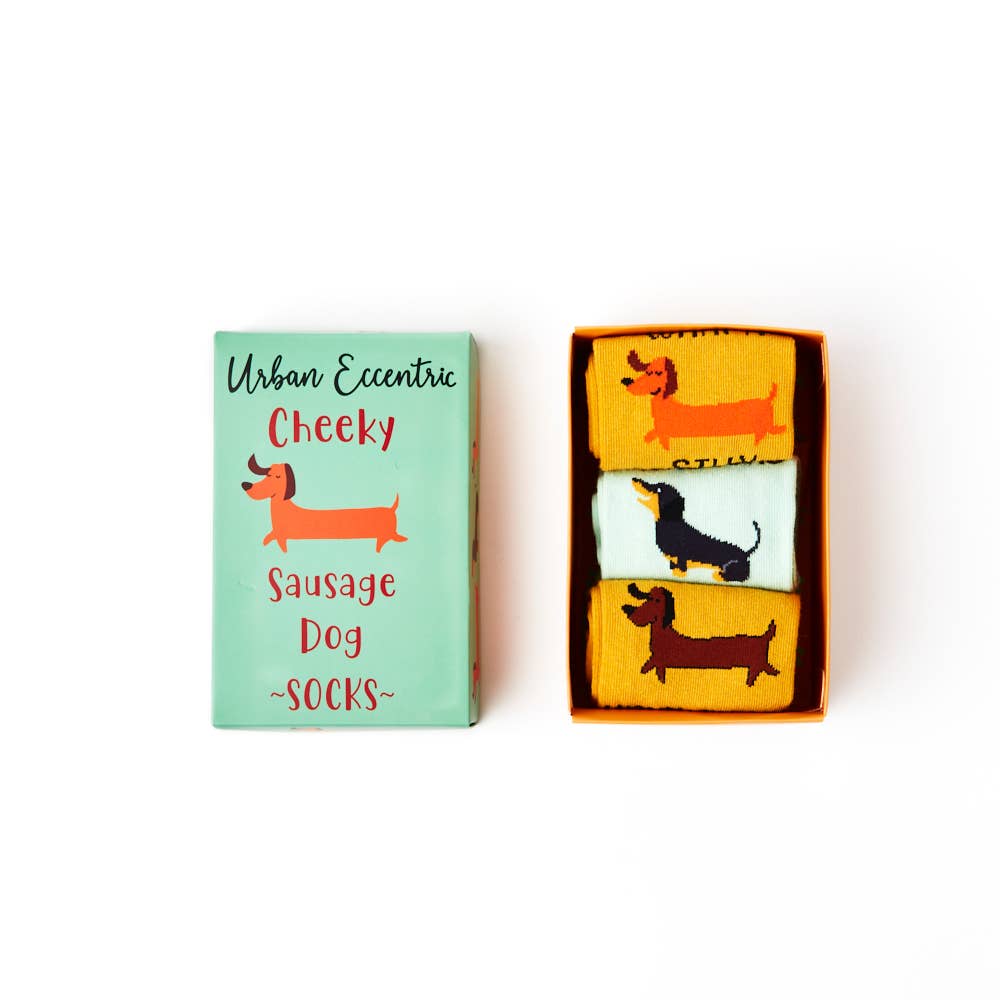 Unisex Cheeky Sausage Dog Gift Box Socks