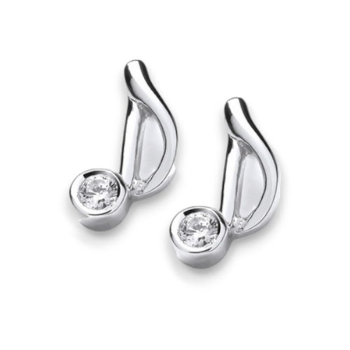 Sterling Silver Quaver Musical Note Stud Earrings