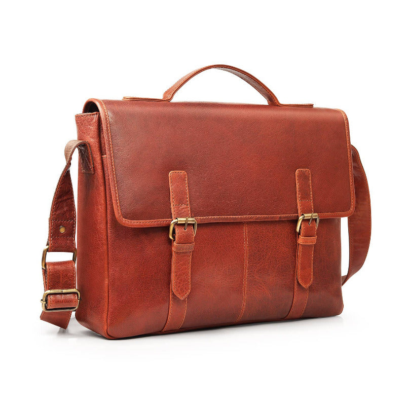 Bridge Leather Briefcase With Leather Strap