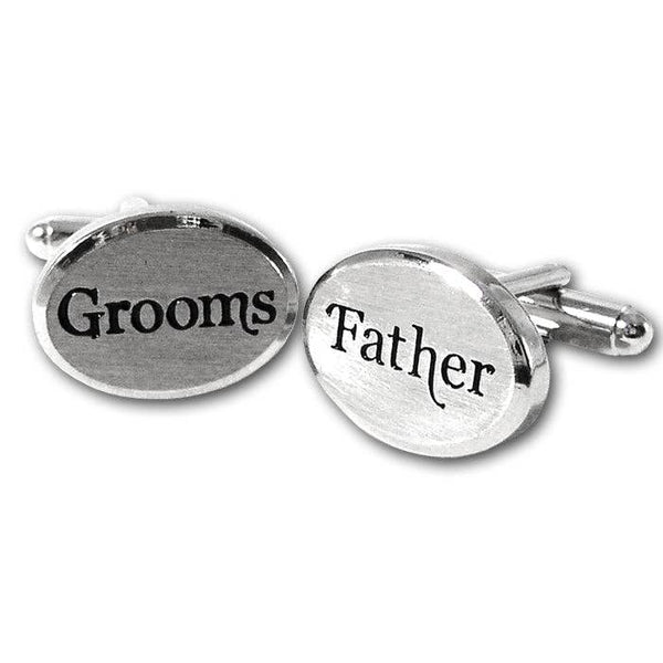 Rhodium Oval Grooms Father Cufflinks