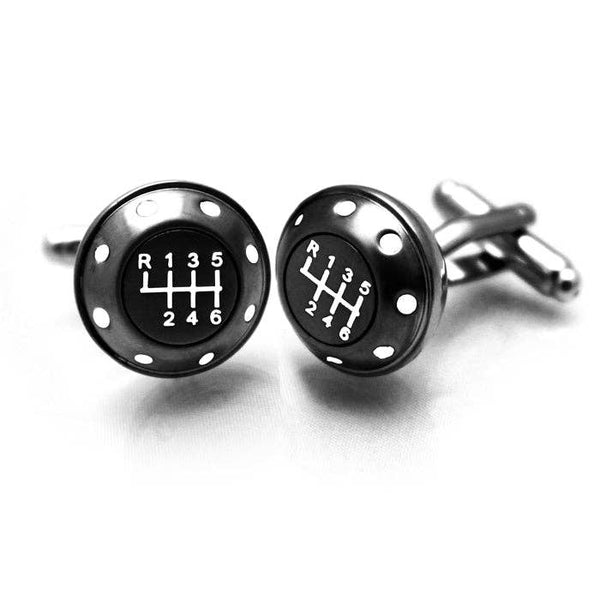 Gunmetal Gear Knob Cufflinks Novelty Gift Cufflinks