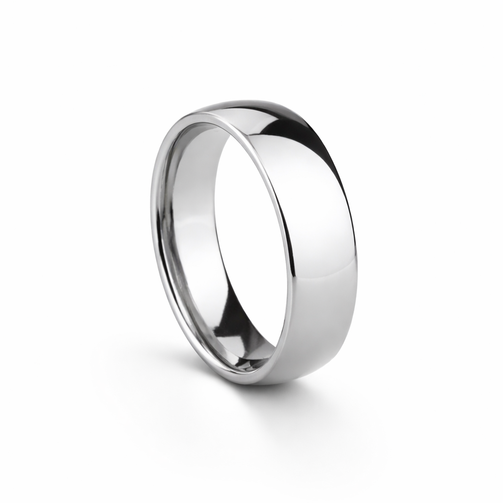 6mm polished titanium ring smooth finish lightweight durable band front view