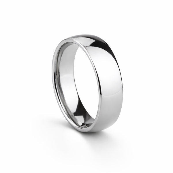 6mm polished titanium ring smooth finish lightweight durable band front view