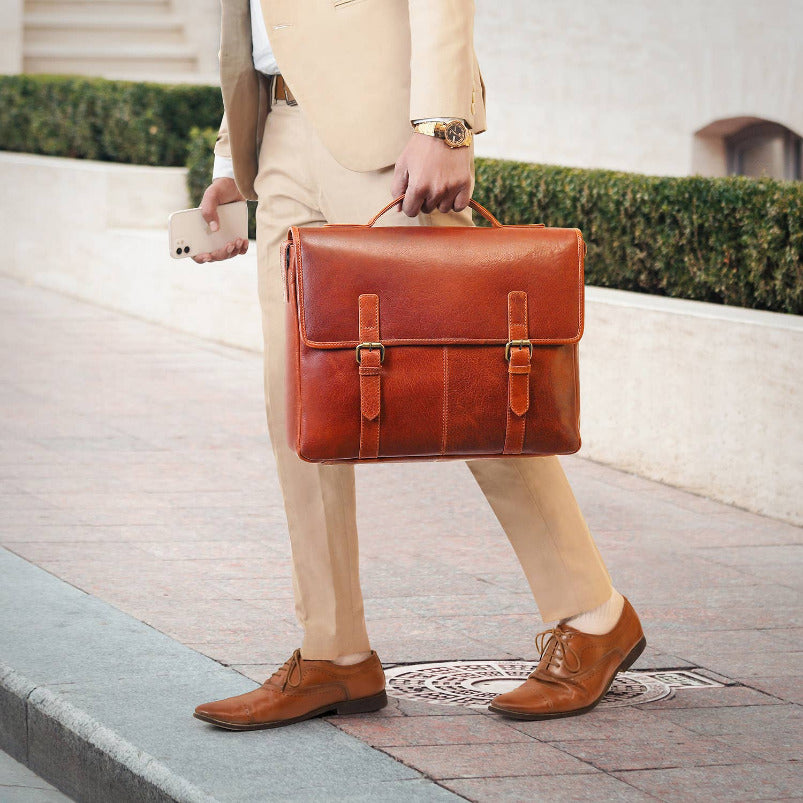 Bridge Leather Briefcase With Leather Strap