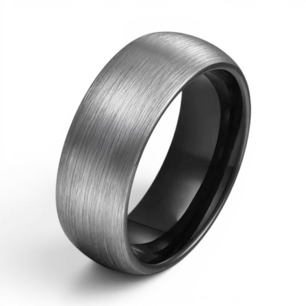 8mm brushed tungsten ring with black inner band matte finish durable mens ring