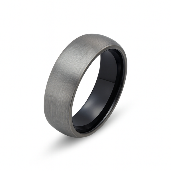 8mm brushed tungsten ring with black inner band matte finish durable mens ring
