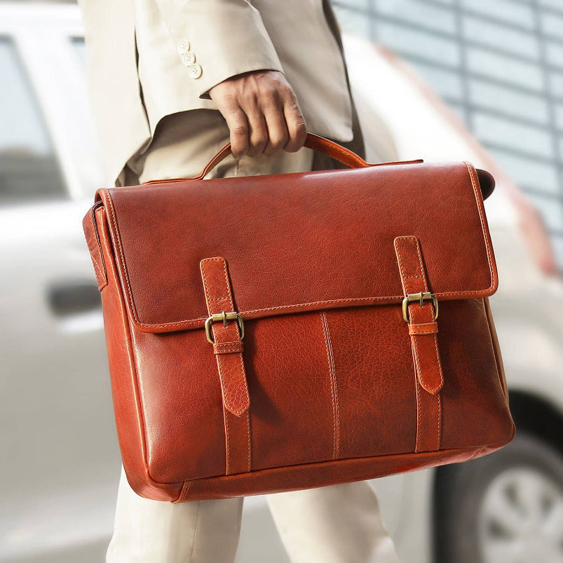 Bridge Leather Briefcase With Leather Strap