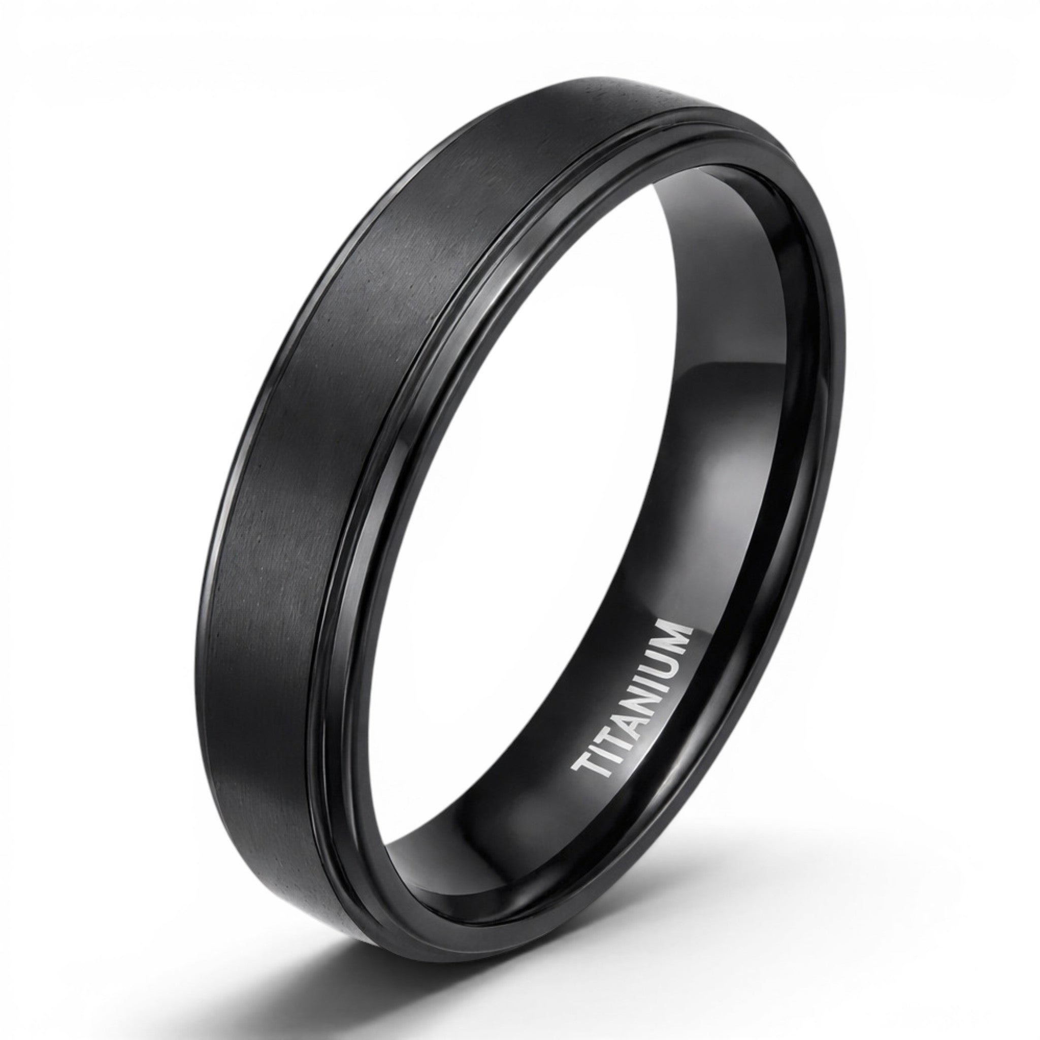 black titanium ring 6mm brushed finish lightweight durable men's band