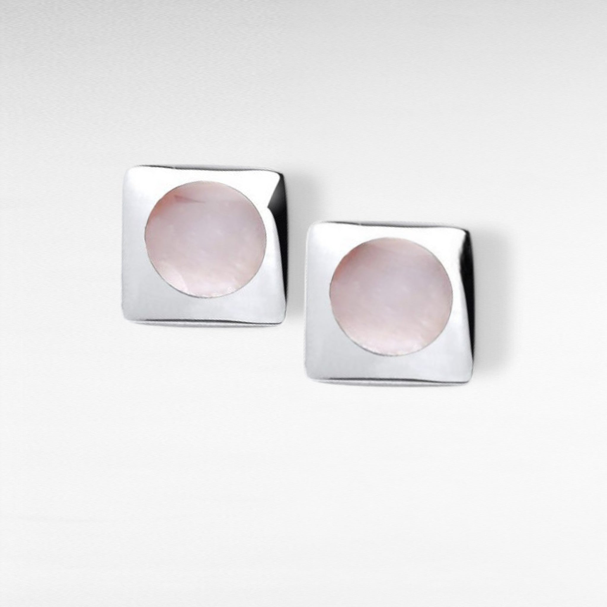 Square Silver and Mother of Pearl Earrings
