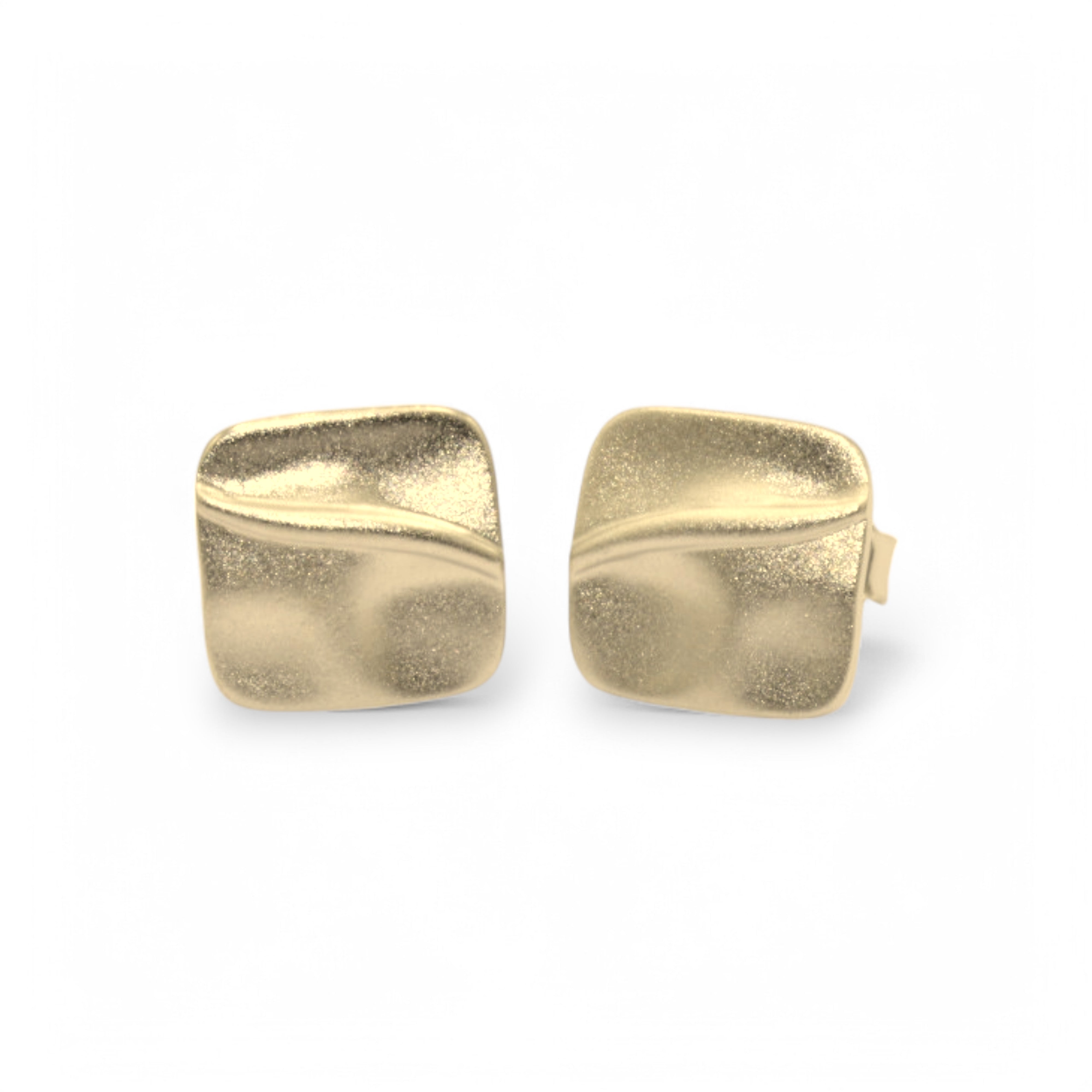 Gold Vermeil Wave Square Stud Earrings