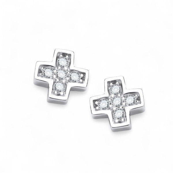 Cubic Zirconia Mini Crucifix Earrings