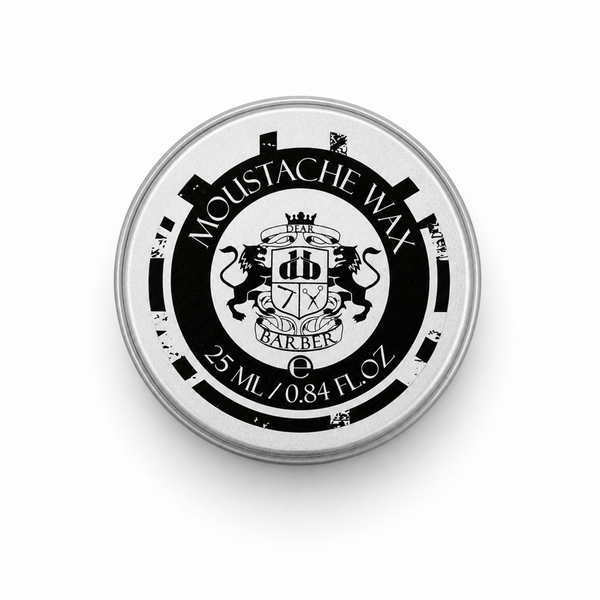 Dear Barber Moustache Wax 25ml tin on a white background
