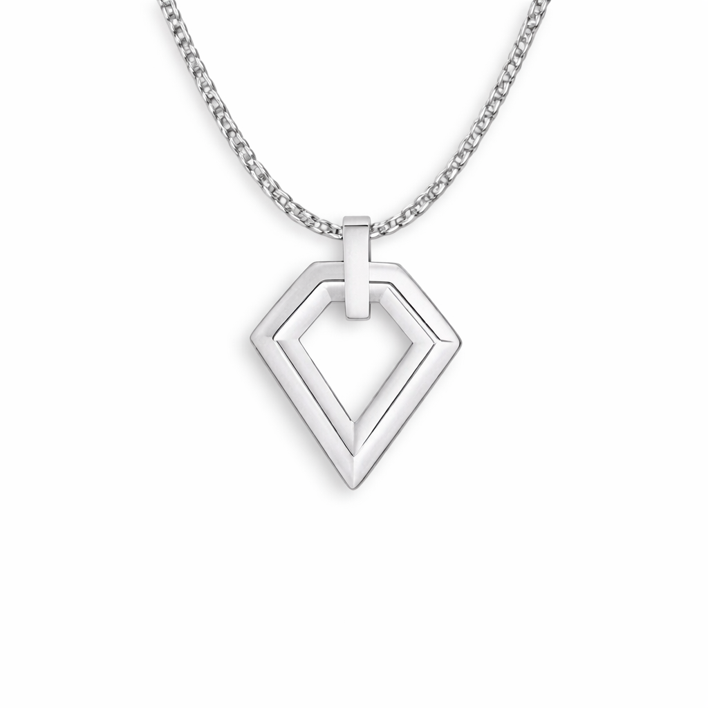 Stainless Steel Geometric Spearhead Pendant with Chain