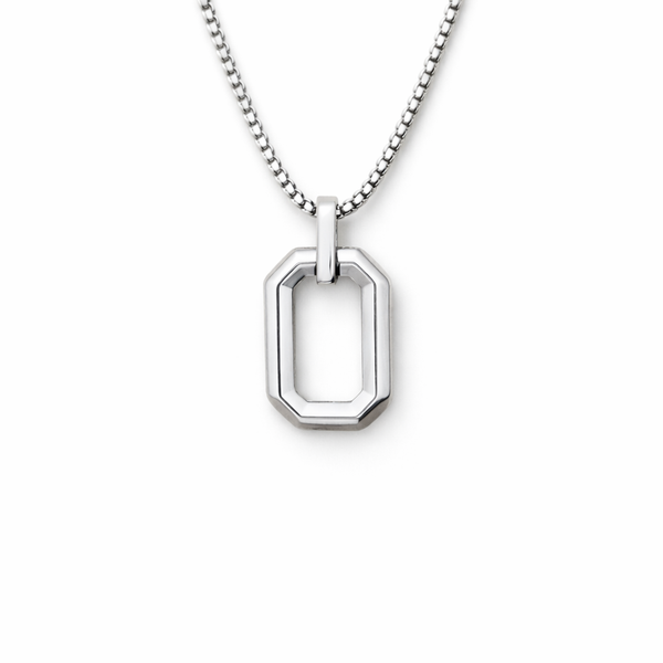 Stainless Steel Geometric Pendant with Box Chain