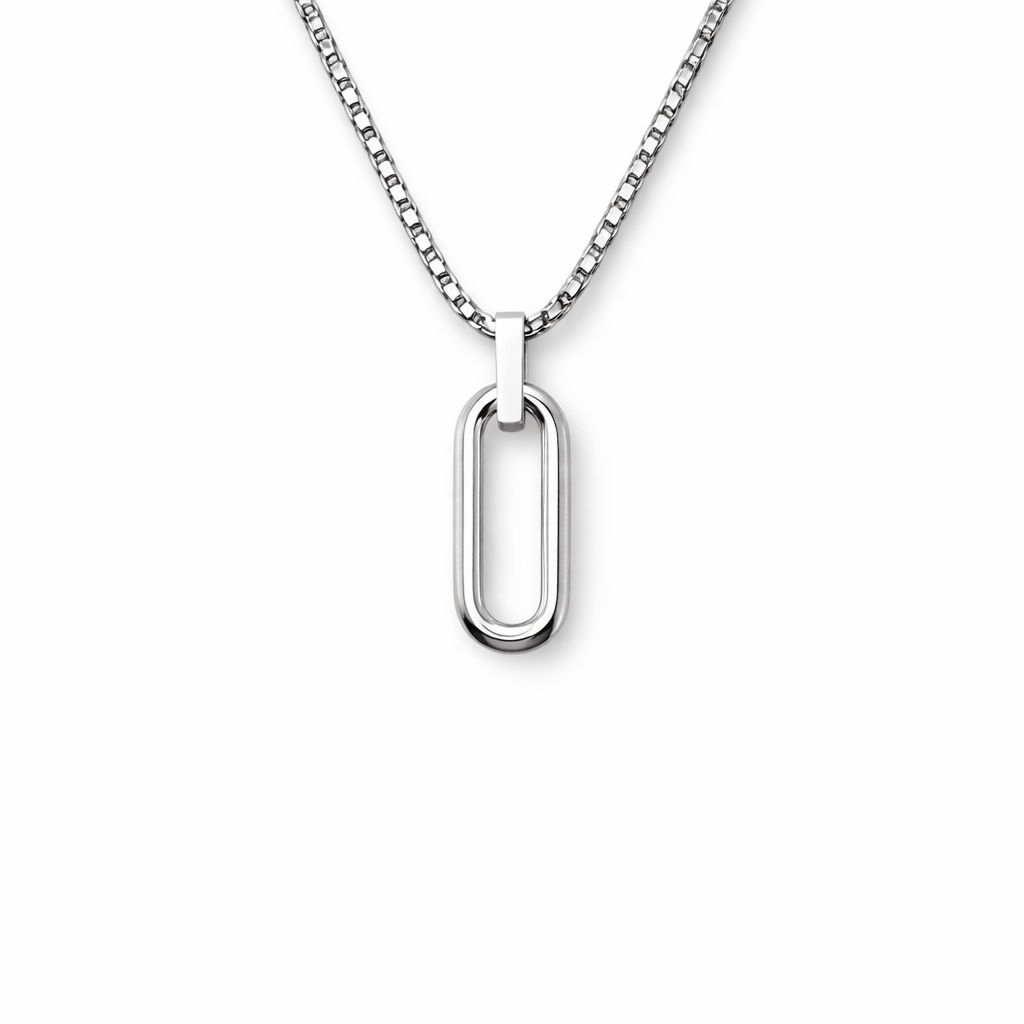 Stainless Steel Geometric Pendant with Box Chain