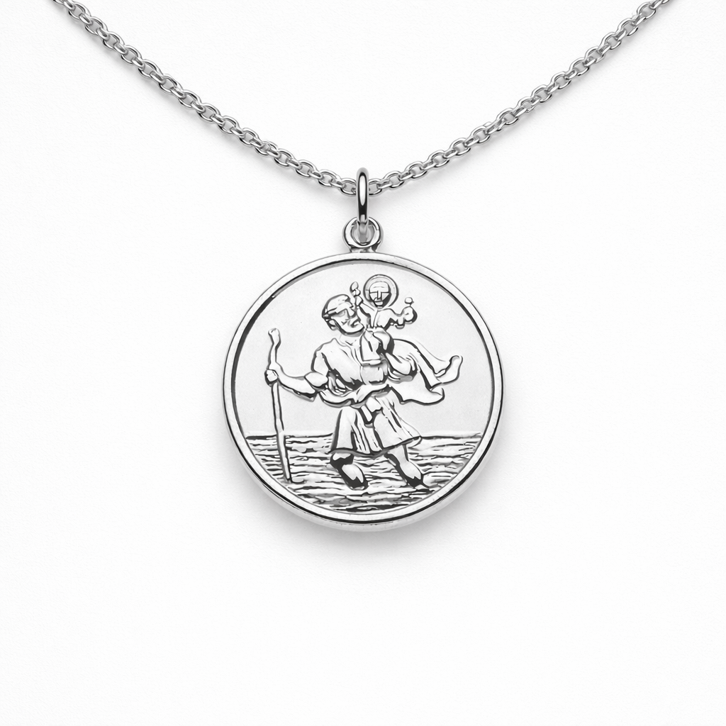 Sterling Silver St Christopher Pendant and Chain
