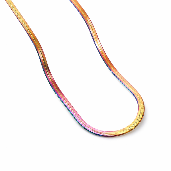 Coloured Stainless Steel Flat Blade Chain Necklace - 4mm