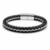 Black Leather and Stainless Steel Bracelet