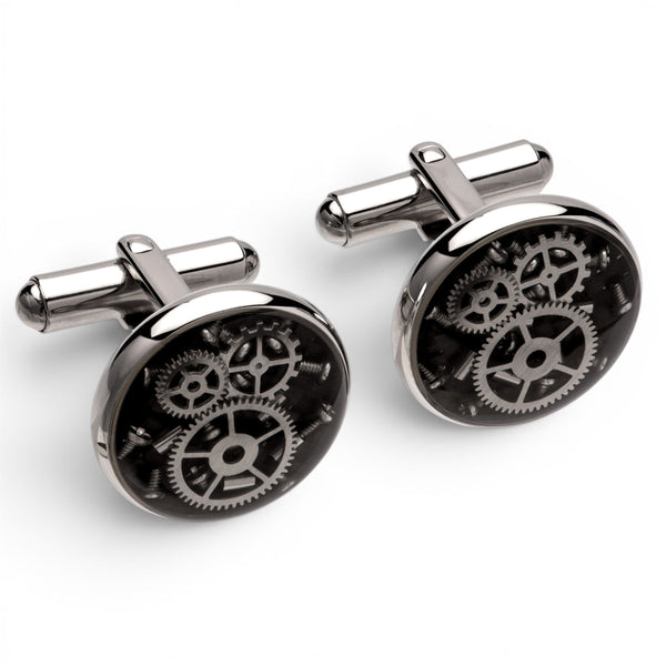 Stainless Steel Cufflinks with Gear Parts