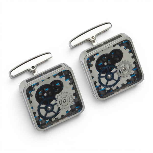 Stainless Steel Cufflinks with Gear Parts