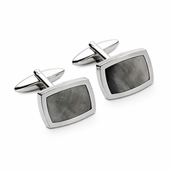 Stainless Steel Cufflinks with Mother of Pearl