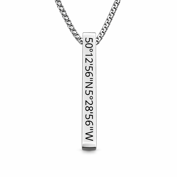 Engravable Stainless Steel Polished Bar Necklace