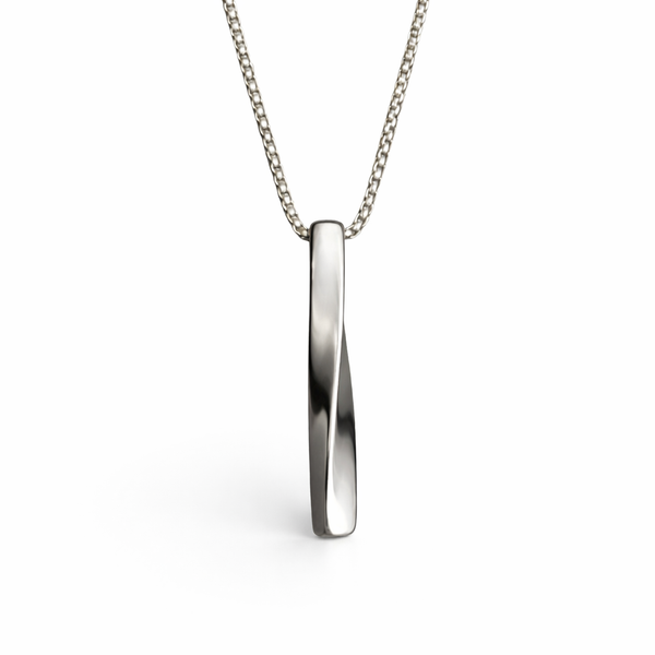 Polished Stainless Steel Twisted Bar Necklace