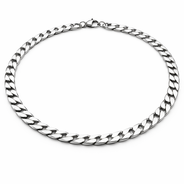 Stainless Steel Flat Curb Chain Necklace