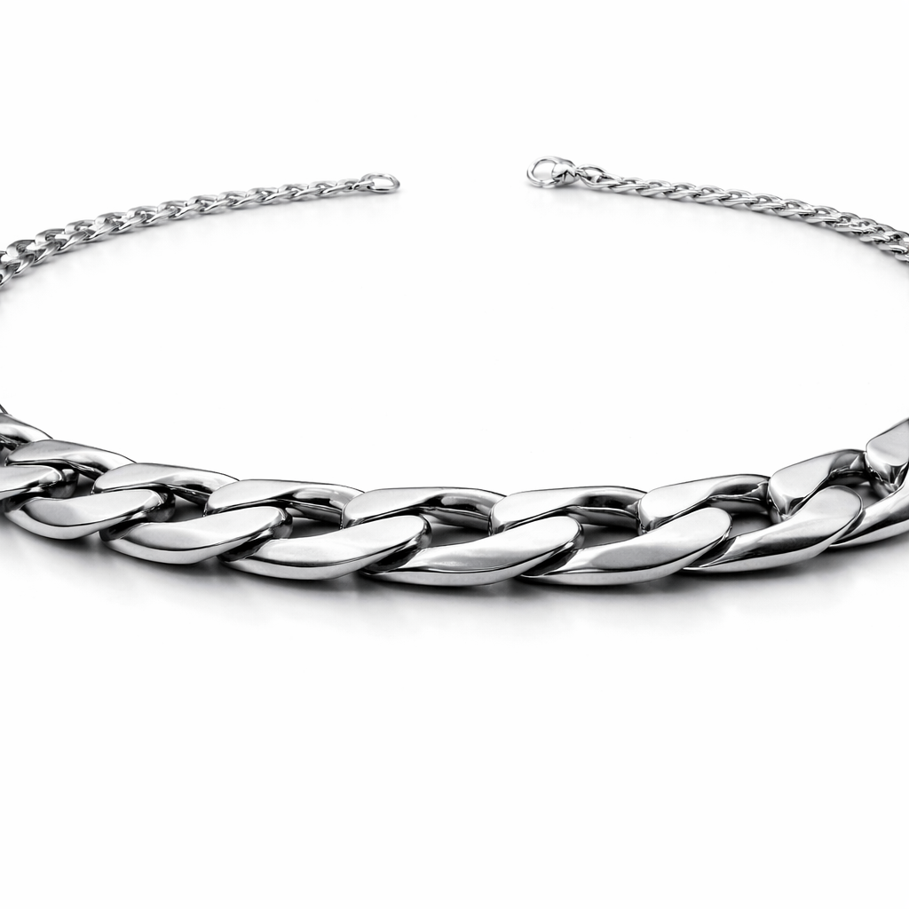 Stainless Steel Flat Curb Chain Necklace