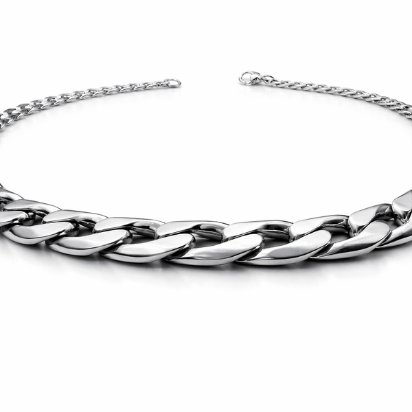 Stainless Steel Flat Curb Chain Necklace