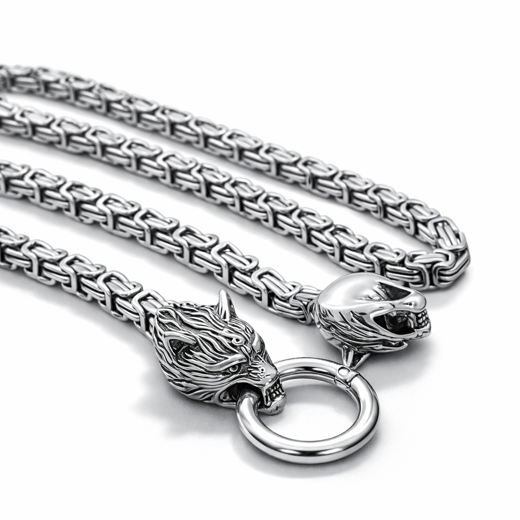Stainless Steel Viking Wolf Chain Necklace