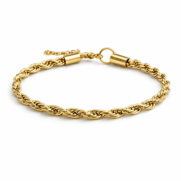 Gold Plated Rope Chain Bracelet - 5mm