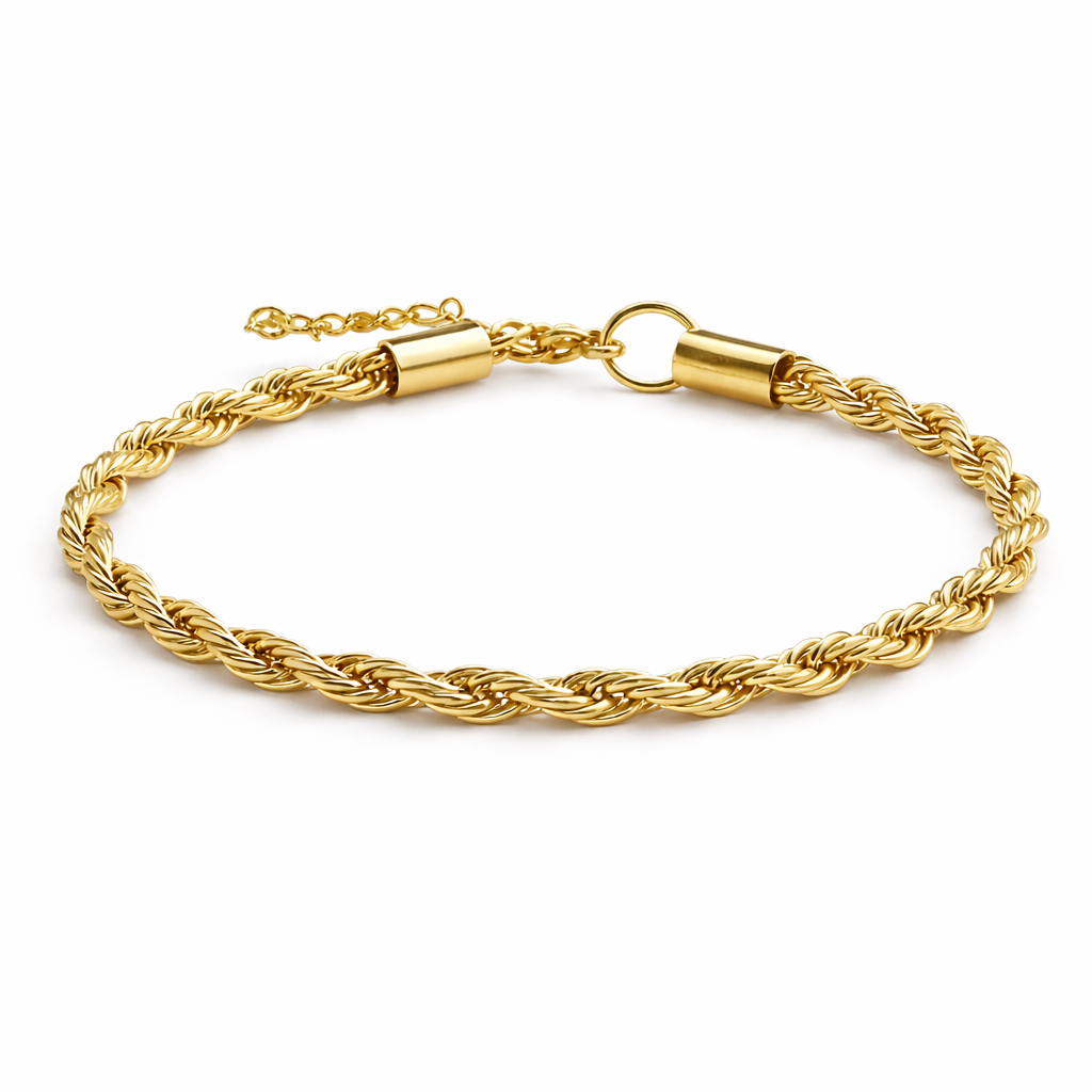 Gold Plated Rope Chain Bracelet - 4mm