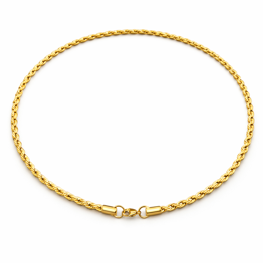 Gold Plated Rope Chain Necklace - 4mm