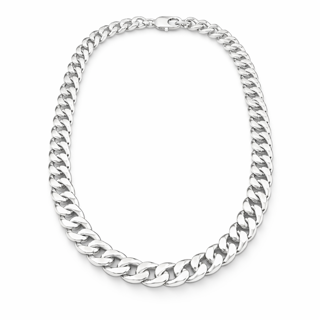 Solid Sterling Silver Cuban Chain - 10mm, 21