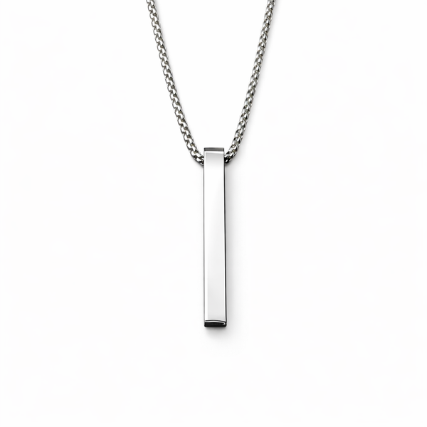 Engravable Stainless Steel Polished Bar Necklace
