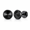 Black Stainless Steel with Black Cubic Zirconia Stud Earrings